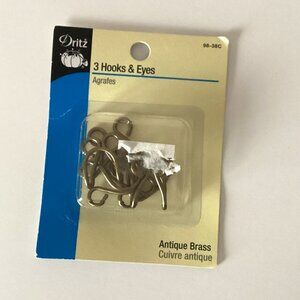 Dritz 98-38C Extra Large Antique Brass Hooks & Eyes 3/Pkg